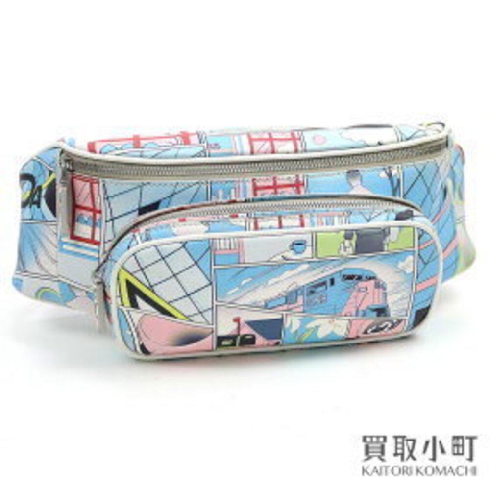 PRADA Comic Leather Belt Bag Triangle Logo Waist Body Belt Bum Bum James Jean